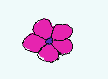 A jittering gif of a purple flower with a blue center.